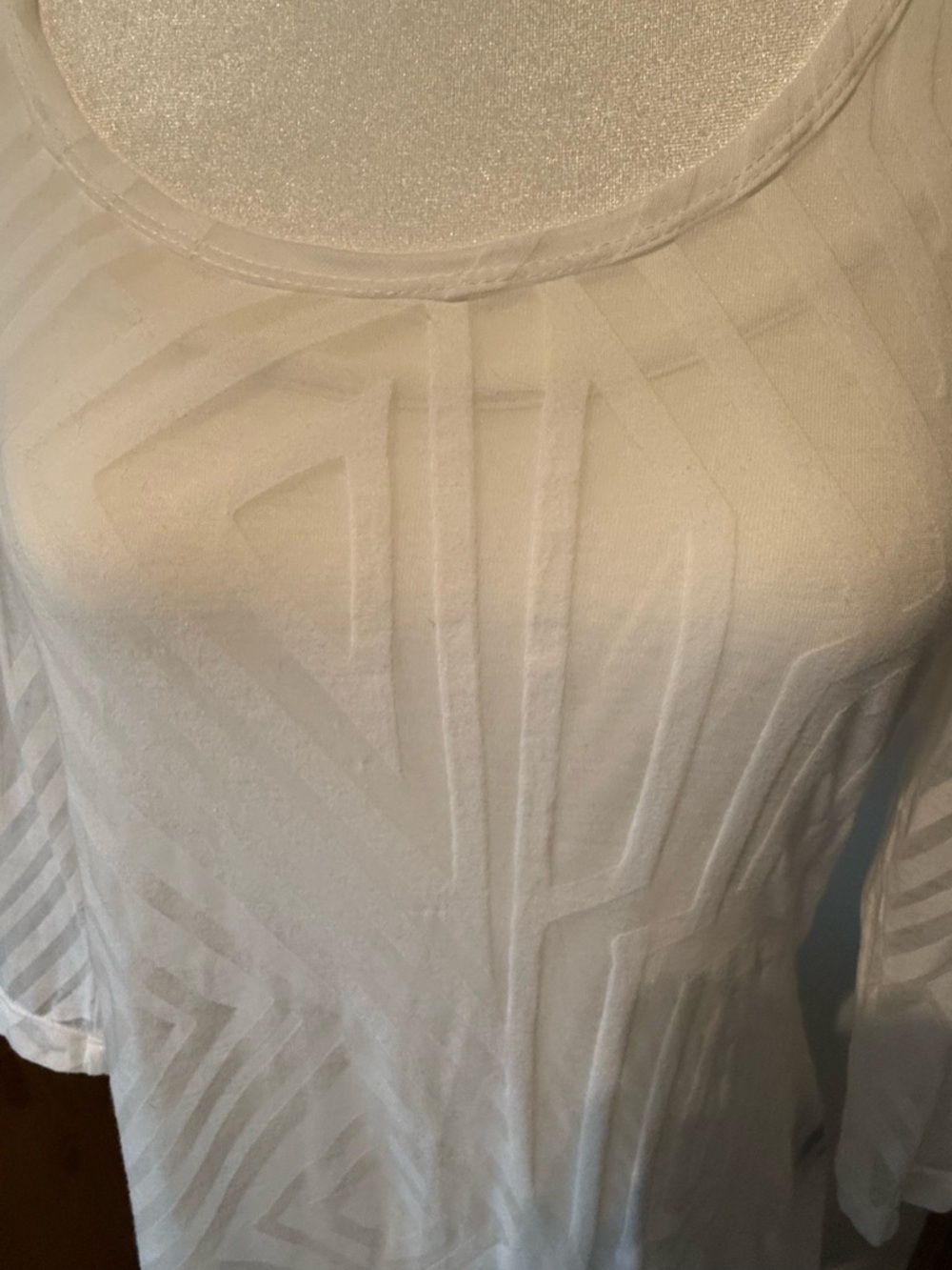 Lynn Ritchie Silver White Geometric Pattern Scoop-Neck Top - Picture 10 of 10